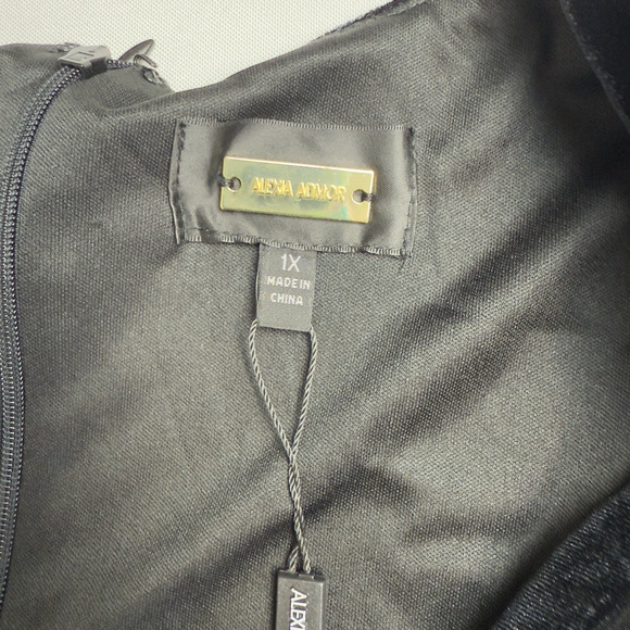 Alexia Admor Plus Size 1X Juliana Draped Velvet Wrap V Neck Dress Black - Picture 9 of 9